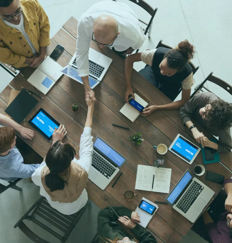 The Home Help team working together around a table